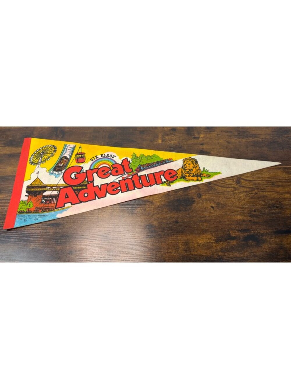 Vintage Six Flags Great Adventure Souvenir Pennant With Vibrant Graphics